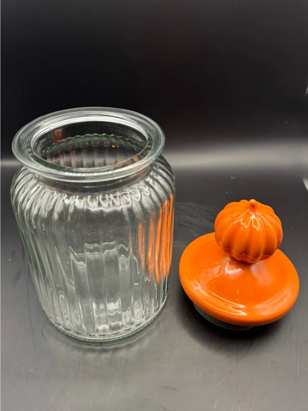 Johanna ParkerTransparent Halloween Glass Jar Canister with a Pumpkin Lid